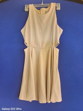 Cream Mini Dress with cut out waist